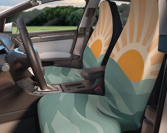Housses de siège auto bohème rétro, motif soleil et mer des années 70 (lot de deux)