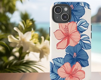 Può includere: Una custodia bianca per iPhone con un design floreale. I fiori sono rosa, blu e verdi. La custodia ha un ritaglio per l'obiettivo della fotocamera.