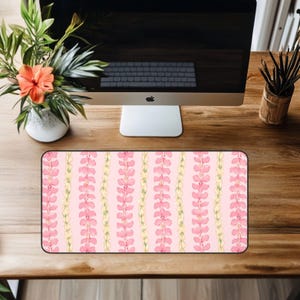 Hawaiian Flower Lei Desk Mat - Pastel Floral Design, Anti-Slip