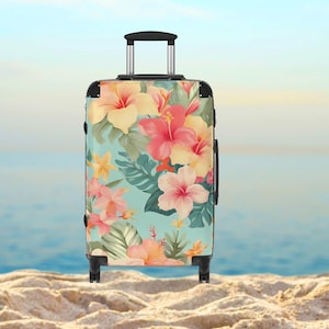 Vintage Hawaiian Suitcase: Tropical Print, Lightweight & Durable