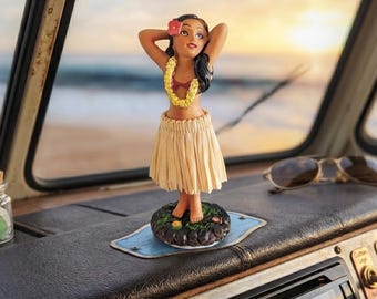 Vintage 1950's Chalkware Aloha Hula Girl Bobble Head Nodder