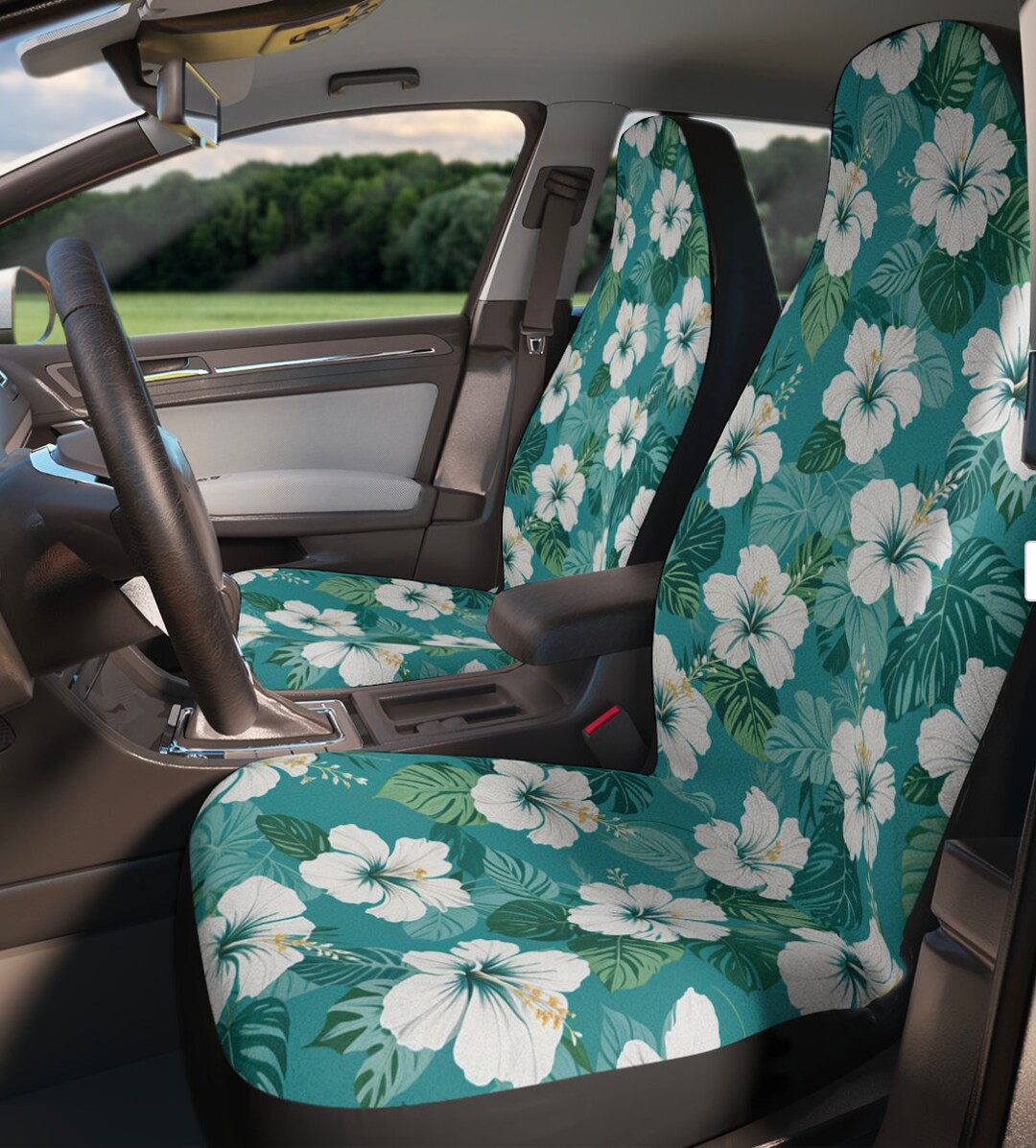 Violet Hibiscus Flower Hawaiian Print Pet Car Seat Cover