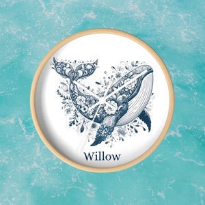 Whale Wall Clock for Kids, Personalized Beach House Decor, Ocean Nursery Clock, Coastal Nautical Theme, Baby Shower Gift