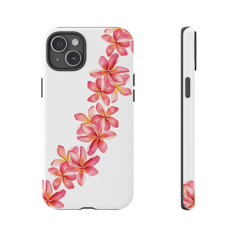 Hawaiian Flower Lei Phone Case: Tropical Pink Plumeria Design image 5