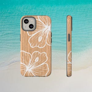 Funda para teléfono con diseño tropical de hibisco, mate o brillante (compatible con iPhone y Samsung) imagen 2