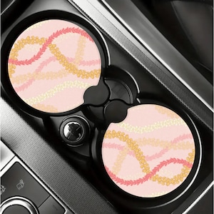 Car Coasters: Tropical Flower Lei Pattern - Absorbent Soapstone