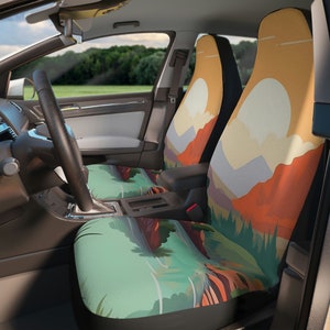 Retro Groovy Vibes Car Seat Cover, Cute Colorful 70s Bucket Seat Cover, Van life Accessories, Campervan Accessories, Road Trip, First Car