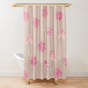 Floral Shower Curtain, Tropical Shower Curtain, Preppy Aesthetic, Coconut Girl, Pink Coquette Decor, Coastal Decor, Hawaiian Shower Curtain