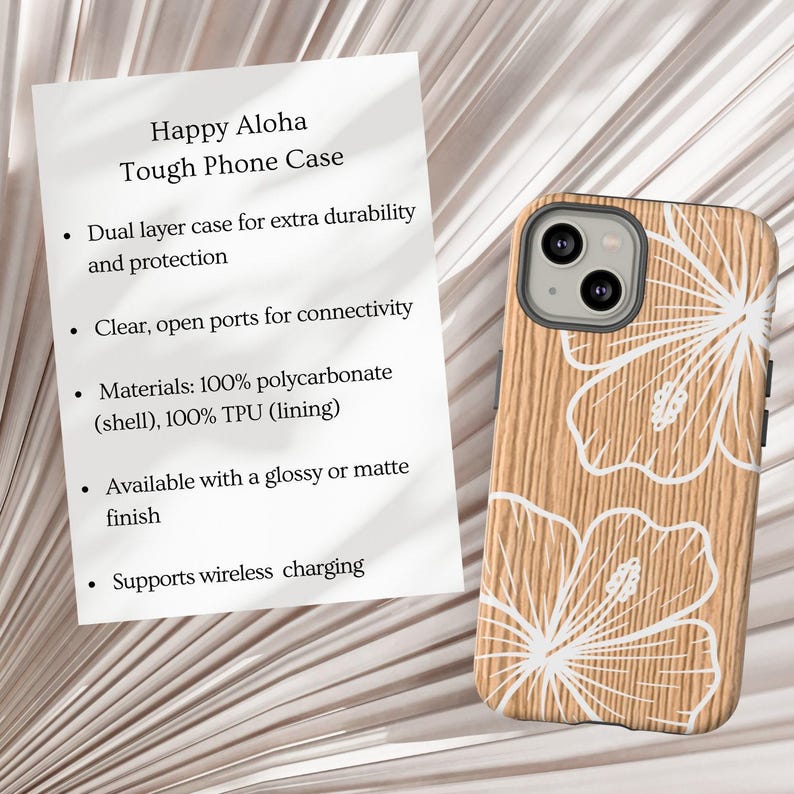 Funda para teléfono con diseño tropical de hibisco, mate o brillante (compatible con iPhone y Samsung) imagen 3