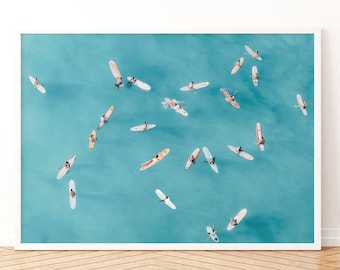 Aerial Surf Photography Print, Blue Beach Wall Art (Digital Download)