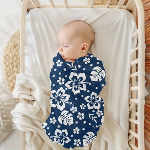 Vintage Hawaiian Baby Blanket, Hawaiian Print, Cute Baby Swaddle, Newborn Baby Gift, Tropical Baby Blanket, Swaddle Blanket, New Mom Gift