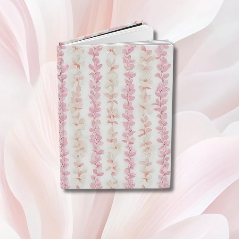 Hawaiian Flower Lei Journal, Soft Pink Floral Hardcover Notebook, 150 Lined Pages, Tropical Gift for Her immagine 6