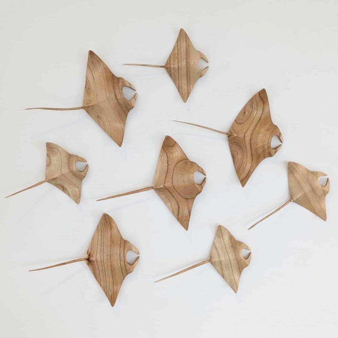 Hand Carved Wooden Manta Ray Wall Art, Coastal Decor - Etsy