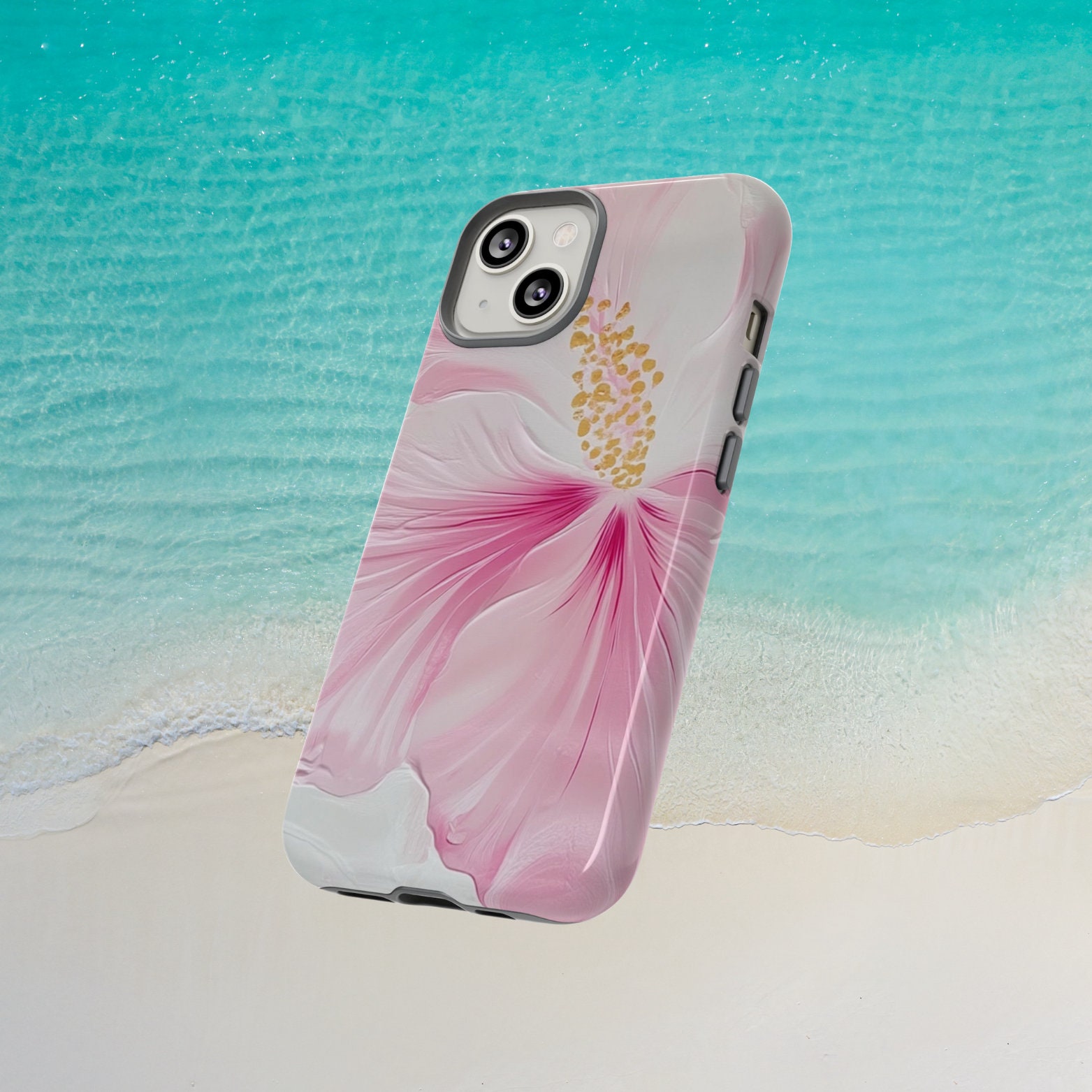Pink Hibiscus Phone Case for iPhone 16, 15, 14, 13, 12, 11