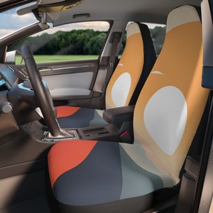 Retro Groovy Vibes Car Seat Cover, Colourful 70s Bucket Seat Cover, Van & Campervan Decor, Road Trip, Abstract Front Seat Protectors
