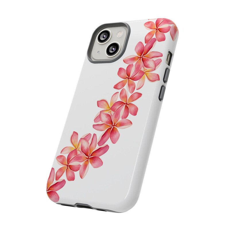 Hawaiian Flower Lei Phone Case: Tropical Pink Plumeria Design image 8