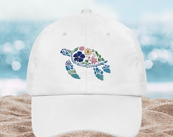 Sea Turtle Hat: Ocean-Inspired Embroidered Cap (Adjustable Cotton)