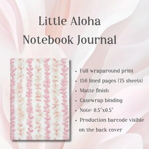 Hawaiian Flower Lei Journal, Soft Pink Floral Hardcover Notebook, 150 Lined Pages, Tropical Gift for Her immagine 2