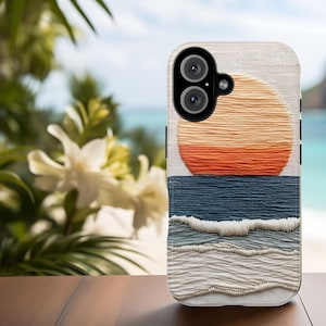 Kustboho mobilskal, Retro Cottagecore (Sol och hav, iPhone Galaxy)