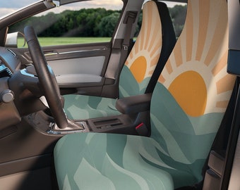 Retro Groovy Vibes Car Seat Cover, Colourful 70s Bucket Seat, Van life Accessories, Boho Car Seat Covers, Abstract Mid Century Sun and Sea