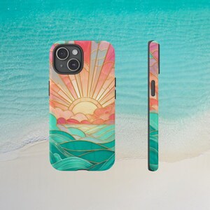 Sunset Beach Phone Case: Island Vibes in Stained Glass (Matte or Glossy) image 2