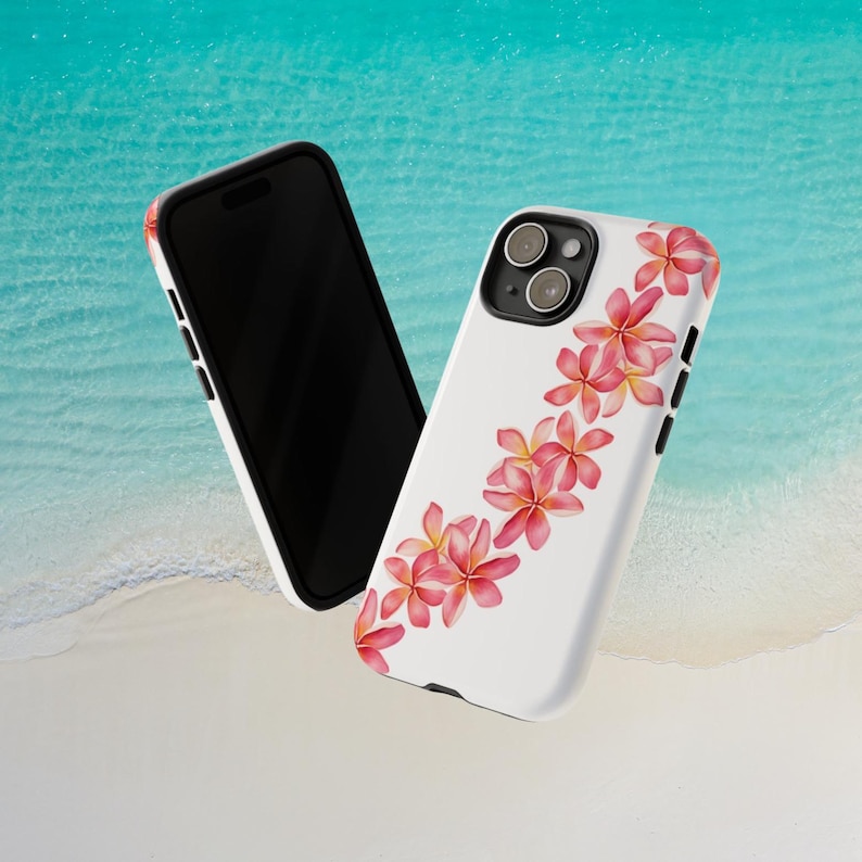 Hawaiian Flower Lei Phone Case: Tropical Pink Plumeria Design image 3