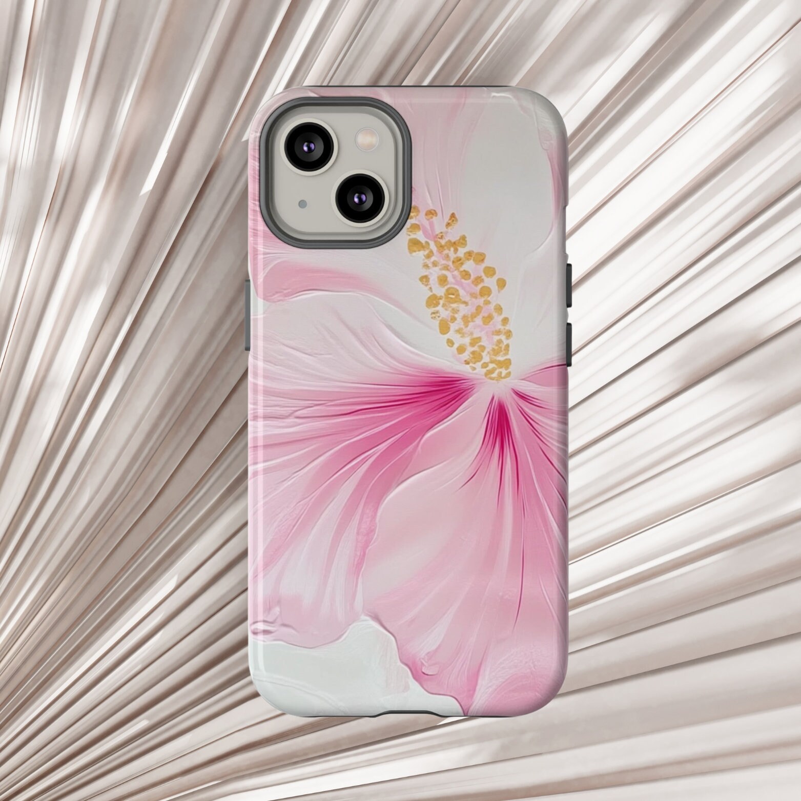 Pink Hibiscus Phone Case for iPhone 16, 15, 14, 13, 12, 11