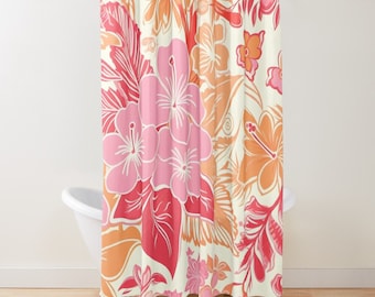 Shower Curtain, Floral Shower Curtains, Boho Shower Curtain,  Tropical Shower Decor, Hibiscus Shower Curtain, Cute Shower Curtain