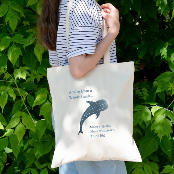 Whale Shark Tote Bag: Eco-Friendly Cotton Canvas - Durable and Stylish