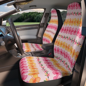Hawaiian Flower Lei Car Seat Covers, Set of 2, Tropical Floral Car Seat Covers, Front Seat Protectors, Car Decor, Road Trip Must Have