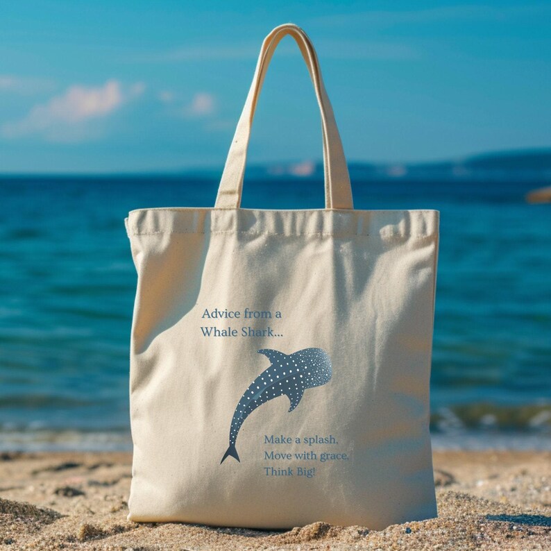 Sac fourre-tout requin baleine : toile de coton écologique - durable et élégante image 7