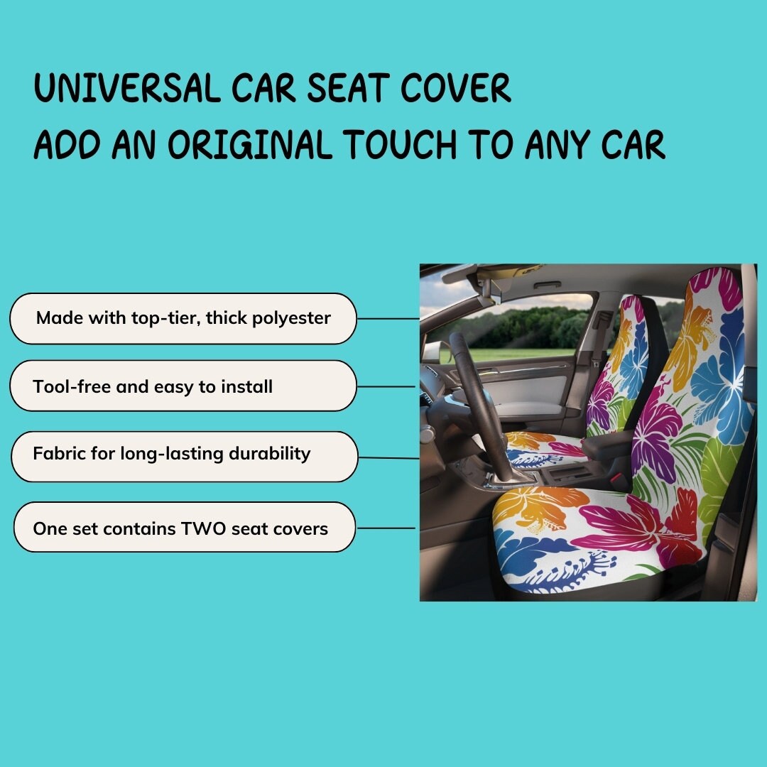 Red And Orange Hibiscus Hawaiian Print Car Seat Covers