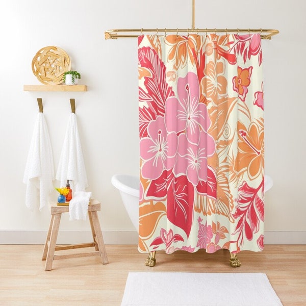 Hawaiian Vintage Shower Curtain Etsy