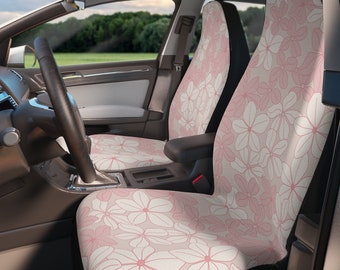 Coprisedili per auto vintage hawaiani - Design Plumeria rosa tropicale