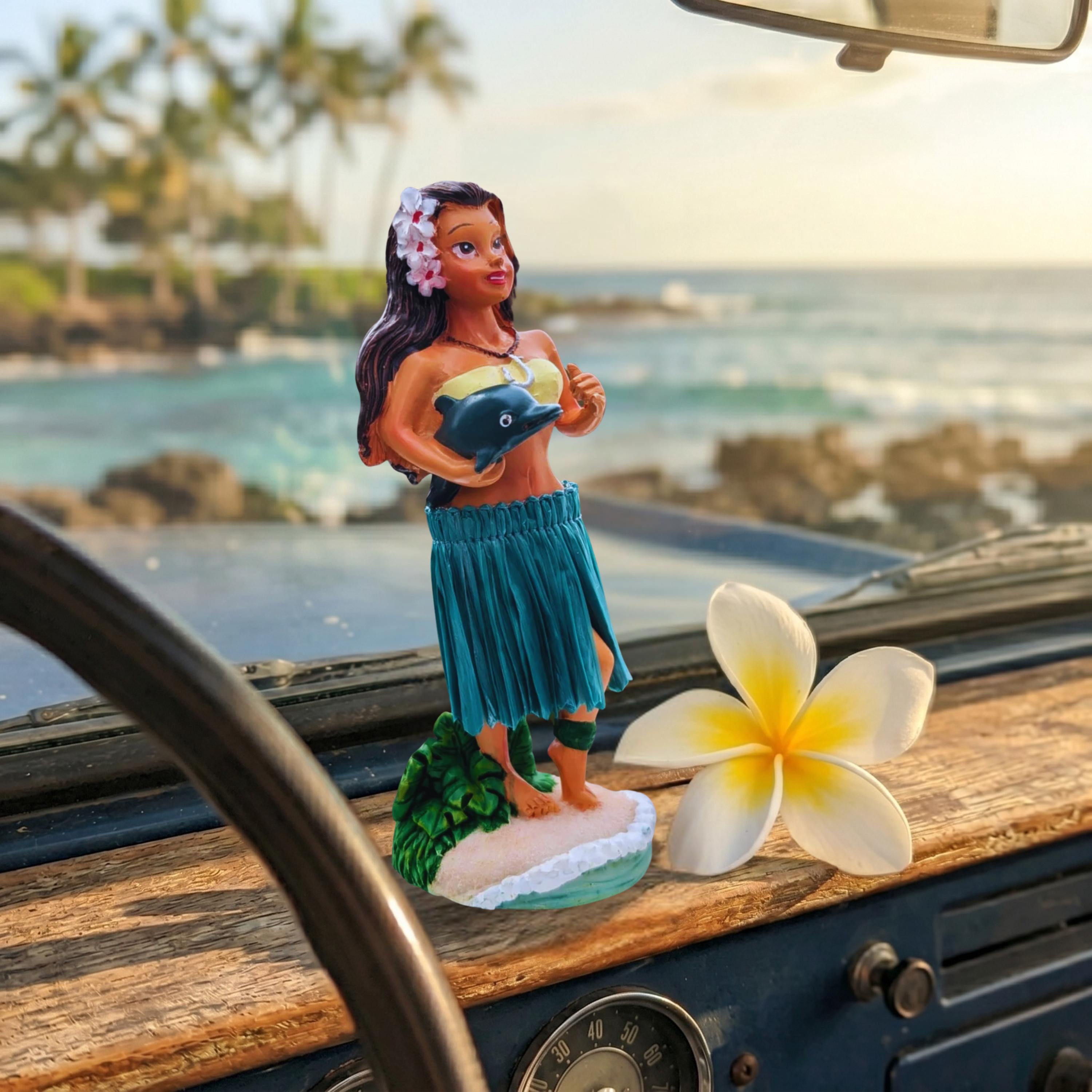 Dashboard Hula Doll: Hand-painted Hawaiian Girl - Tropical Car