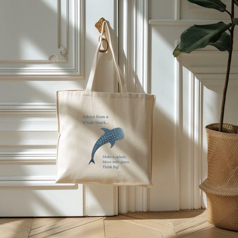 Sac fourre-tout requin baleine : toile de coton écologique - durable et élégante image 4
