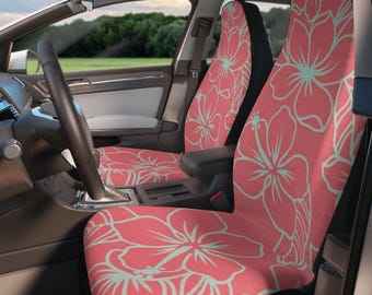 Car Seat Covers: Vintage Hawaiian Hibiscus Print (Set of Two)