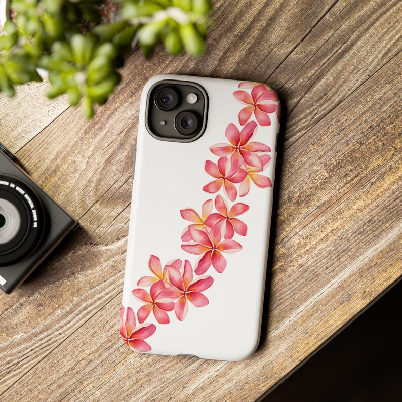 Hawaiian Flower Lei Phone Case: Tropical Pink Plumeria Design image 9