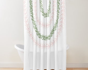 Hawaiian Flower Lei Shower Curtain: Tropical Boho Bathroom Decor