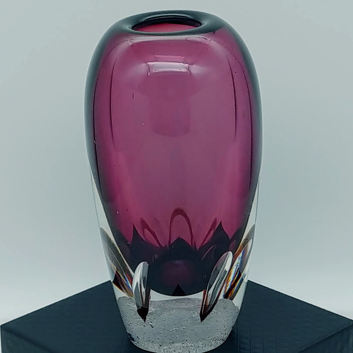 Poland Crystal Art Glass Vase K Jablonski Two Toned Tear Drop Etsy