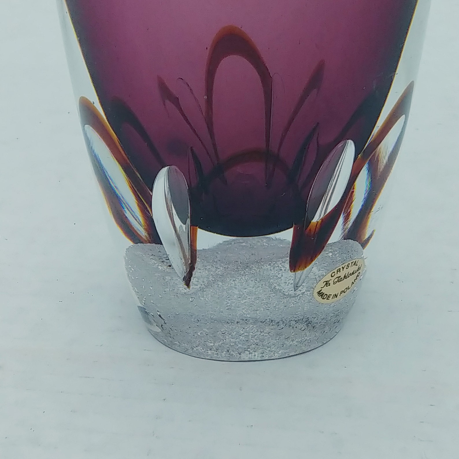 Poland Crystal Art Glass Vase K Jablonski Two Toned Tear Drop Etsy