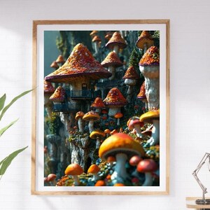 Mushroom print, Woodland wall decor, Fungi decor, Botanical wall decor, Forest wall art, Fungi illustrations, Champignon art print, Country