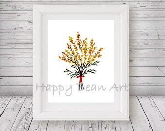 DIGITAL DOWNLOAD - A Bunch of Yellow Flowers wall art, Printable wall art, watercolor painting