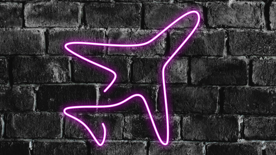 Plane neon light sign Travel neon sign Neon sign Neon light Etsy