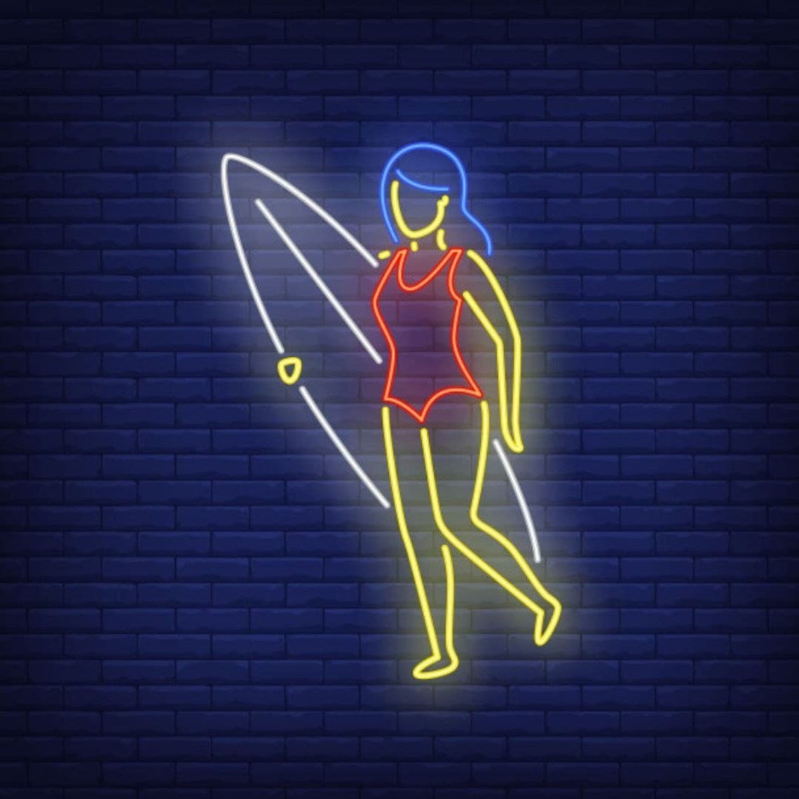 Surf Neon Sign Rest Neon Light Sign Girl Led Neon Sign Etsy