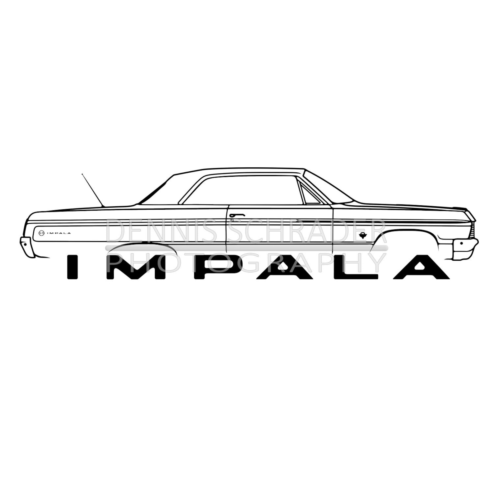 Car svg eps png jpg 64 Chevrolet Impala SS svg Illustration | Etsy
