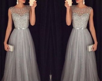 prom dress grey