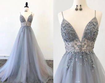 prom dresses gray
