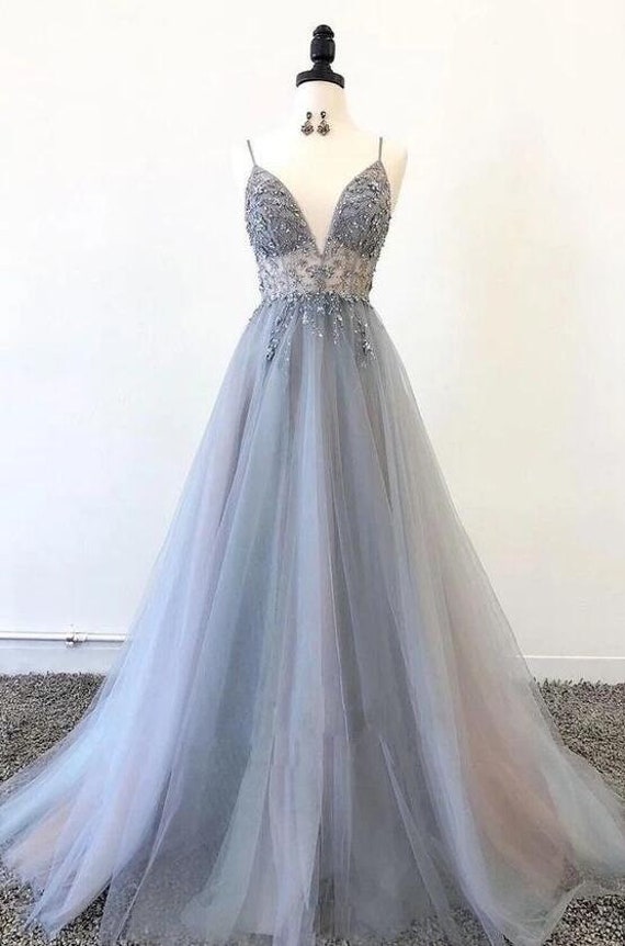 silver gray formal dresses