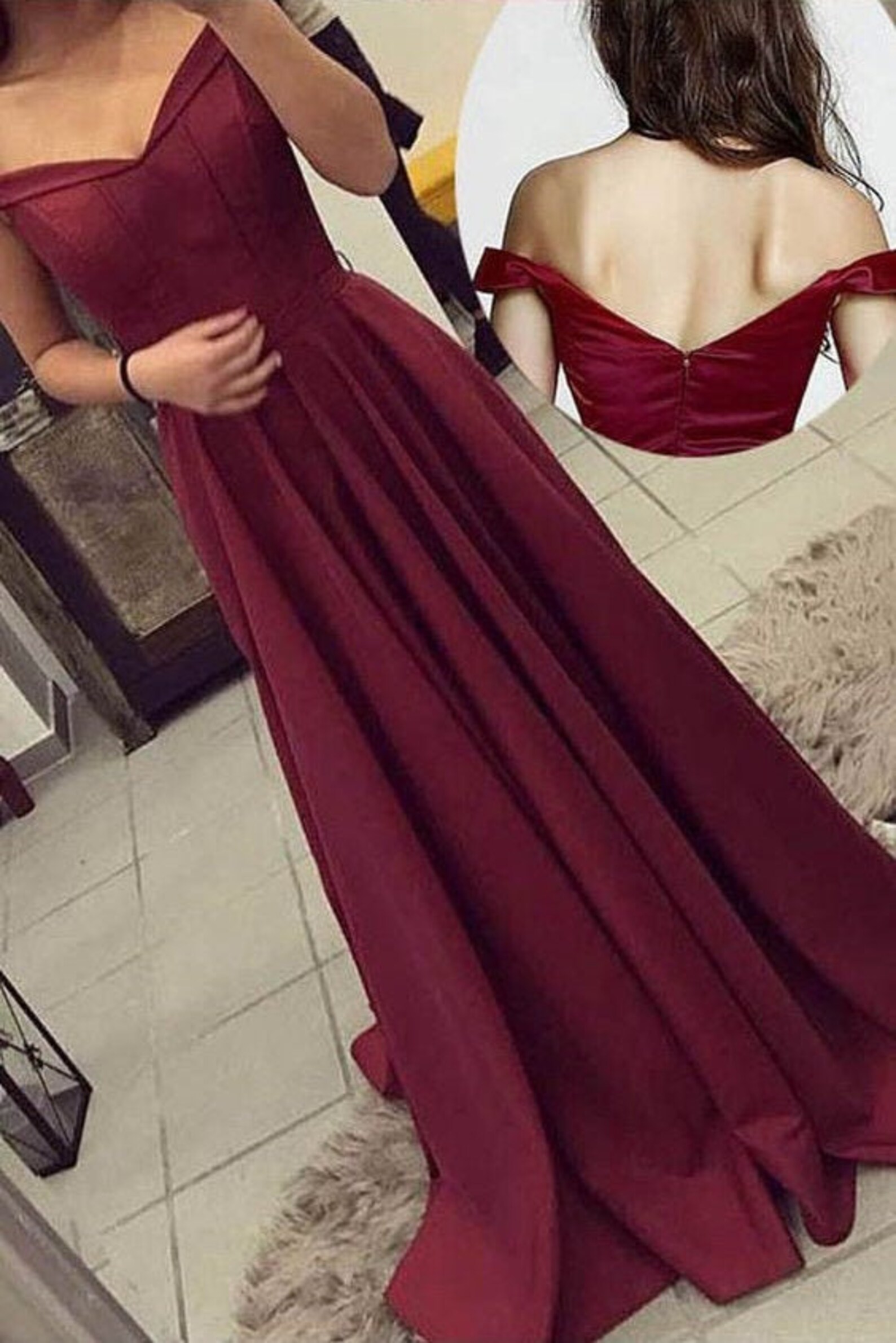 Burgundy Prom Dress Long Evening Gown Graduation Party Dress Etsy